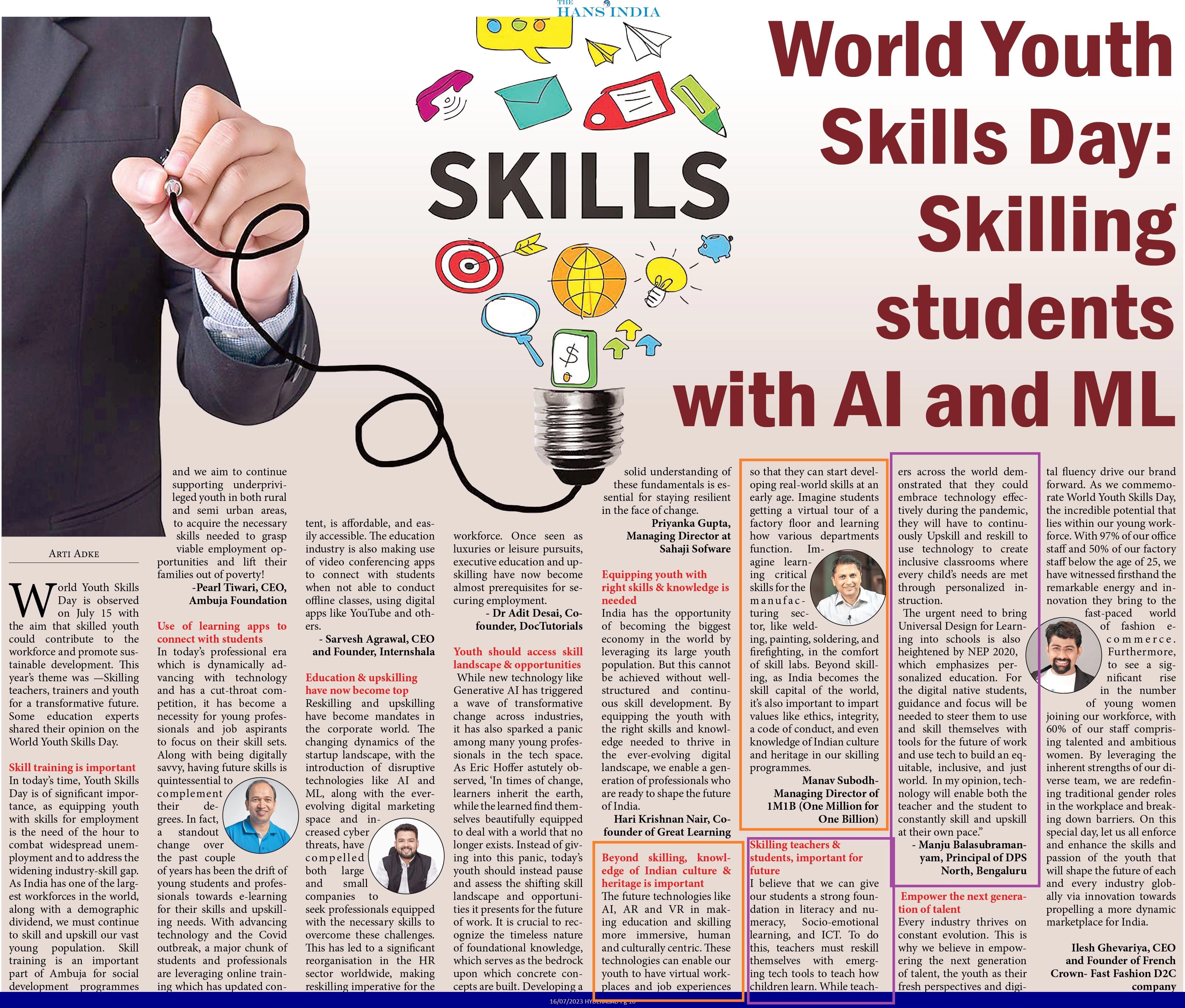 DPS North In The Hans India Newspaper- July 16 2023